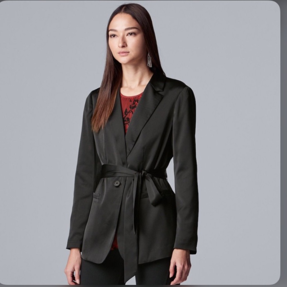 Simply Vera Wang satin blazer w/ tie waist size L